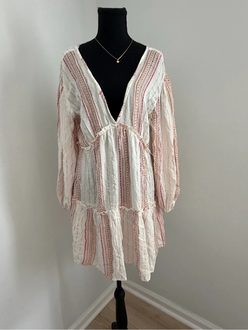 NWT Blue Island Beach Striped Tassel Cover-Up Dress Size Medium